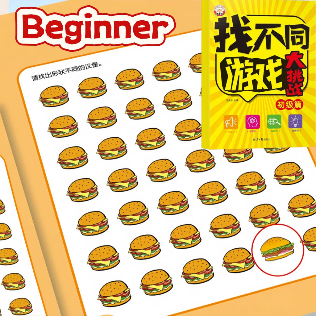 Find Differences Card Game Reusable Cartoon Educational Puzzle for Kids Three Difficulty Levels for Focus and Attention Training