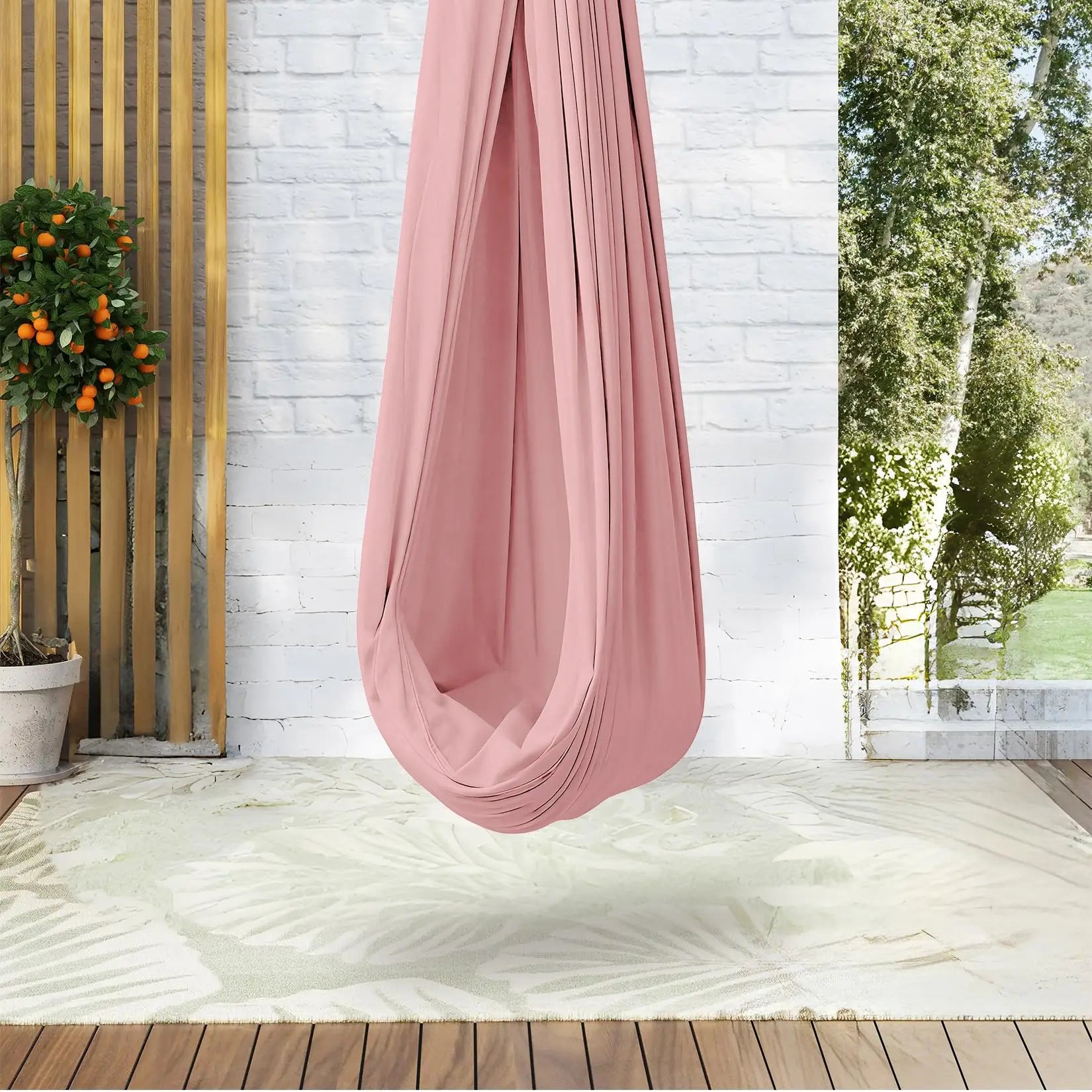 Calming Dual Layer Sensory Hammock Swing For Kids And Adults Therapy Relief For Autism And ADHD Indoor Outdoor Use 360 Degree Swivel 300 Lbs Support Light Pink