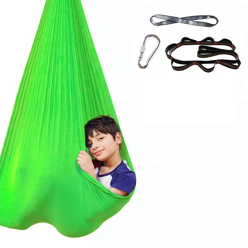 High Elasticity Children's Hammock Children's Sensory Therapy Swing Indoor and Outdoor Swing Hanging Chair Aerial Yoga Hammock
