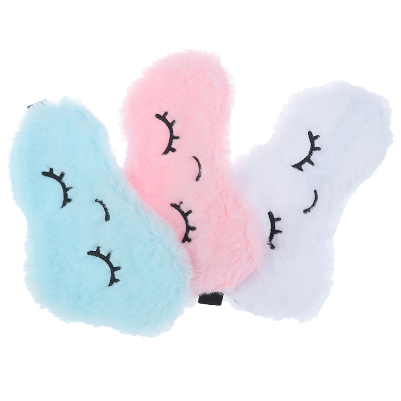 Cute Eye Mask Plush Eye Cover Sleeping Mask Kids Sleeping Mask Eyepatch Cartoon Travel Rest Eye Band Blindfold Sleep Aid Eyemask