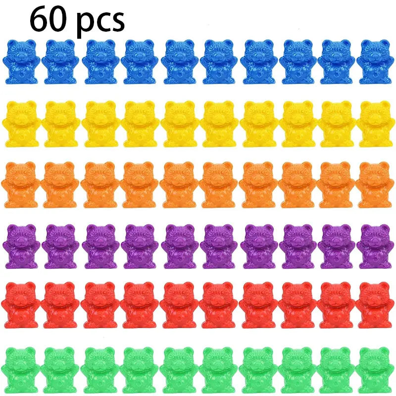 Counting Bears Matching Games Color Sorting Bowls Tweezers Preschool Learning Education Gift Toys for Kids Girls Boys