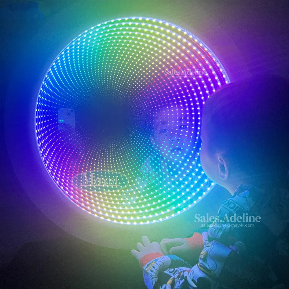Sensory Room Infinity Mirror Round Tunnel Lamp 23 Inch LED Mood Light Sensory and Special Needs Toy