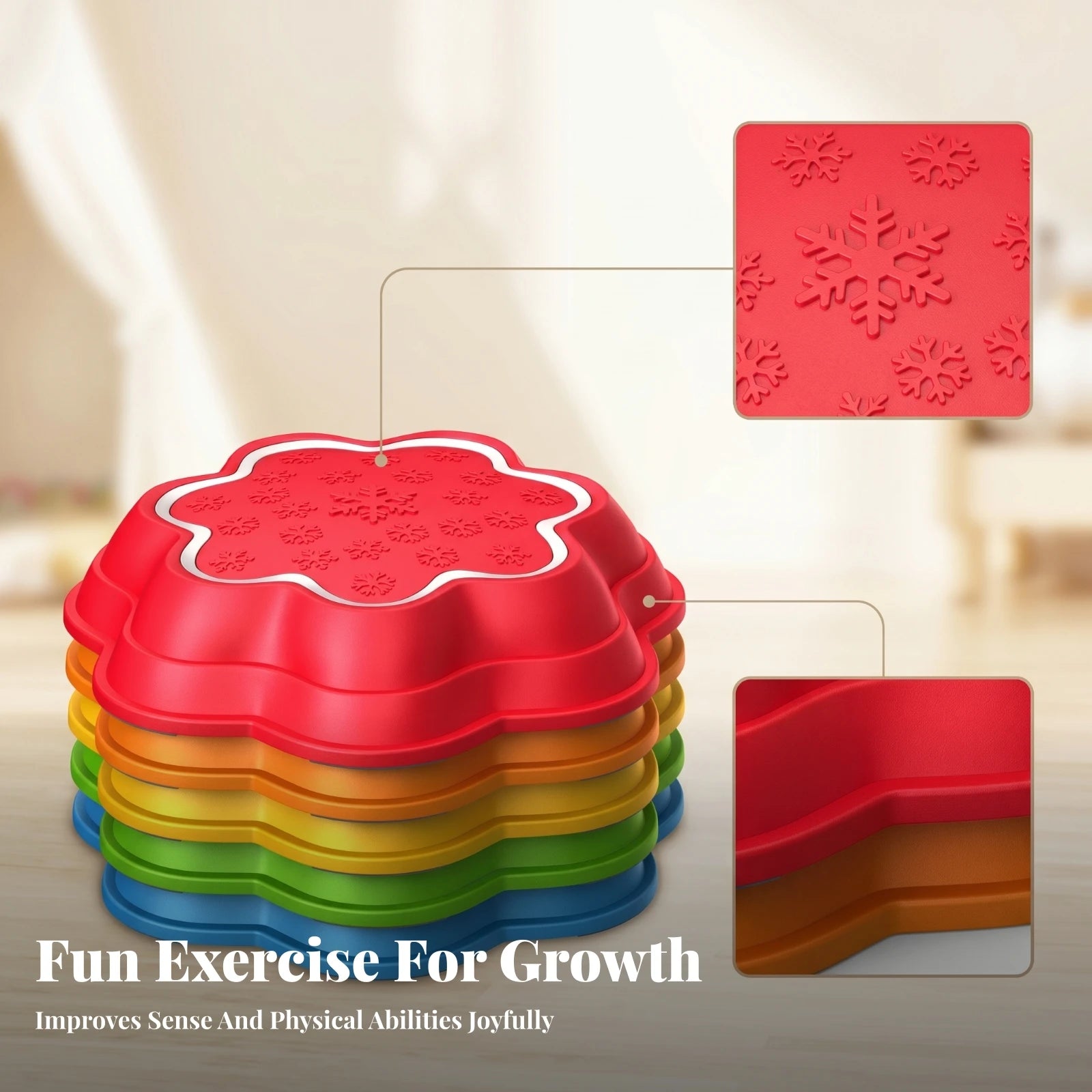 Snowflake Stepping Stone Toy Indoor Sound and Light Stepping Toy Balance Game Non-Slip Play Equipment Easy to Store for Children