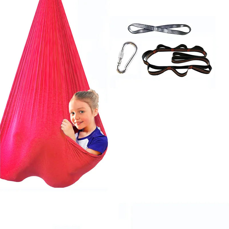 High Elasticity Children's Hammock Children's Sensory Therapy Swing Indoor and Outdoor Swing Hanging Chair Aerial Yoga Hammock