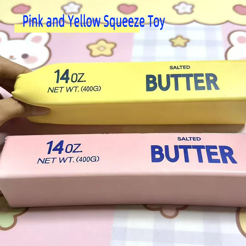 4X Pink Simulated Butter Stick Squishy Toy, Slow Rising Soft Pinch Fidget Toy, Stress Relief Sensory Gift for Kids & Adults