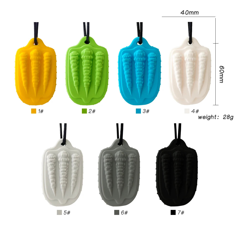 1/7pcs Kids Dragon shape Claw Sensory Chew Necklaces  Toy, Soft Silicone Textured Worry Stone Pendant for Stress Relief