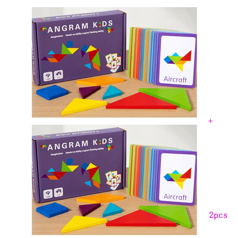 3D Wooden Pattern Animal Jigsaw Puzzle Colorful Tangram Toy Kids Montessori Early Education Sorting Games Toys Children Gift