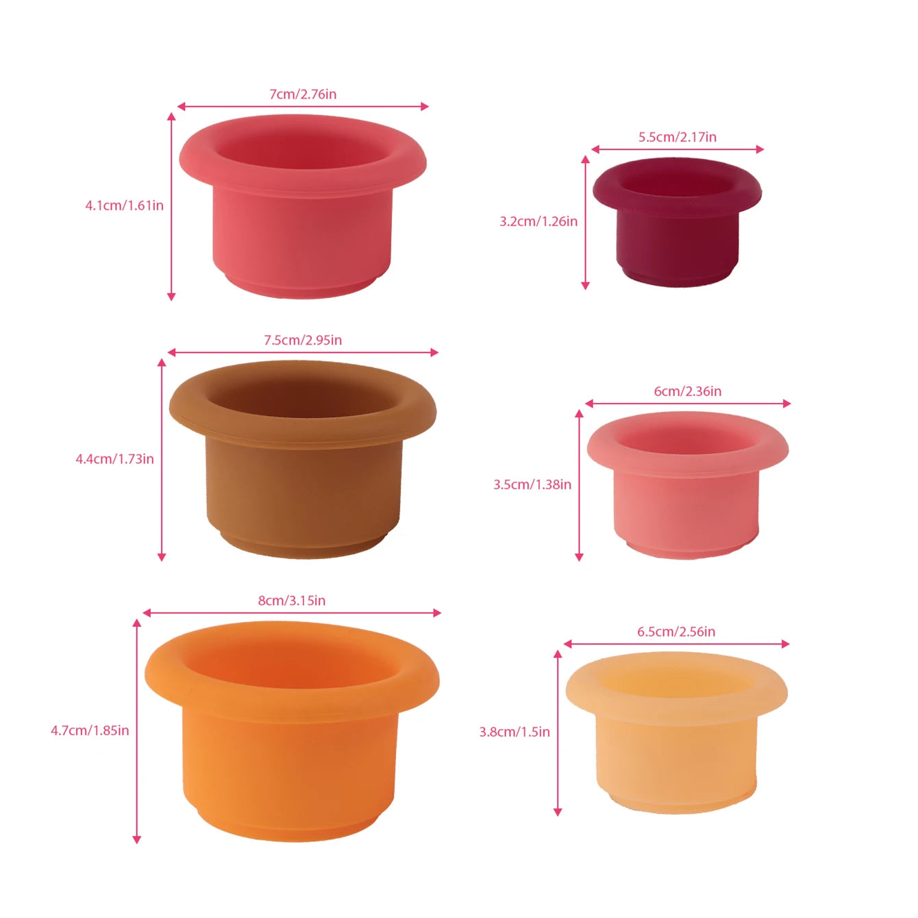 Color Kids 1Set Silicone Hourglass Stacking Cup Montessori Teether Chew Toy Baby Sensory Bath Toy 0-36 M BPA Free Educational