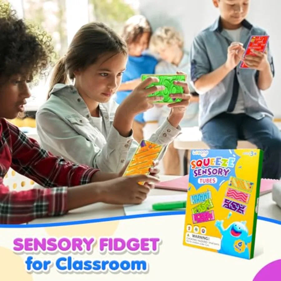 Squishy Sensory Fidget Autism Toys for:Sensory Toys for Special Need 6 Pack Maze - Quiet Fidgets Sens