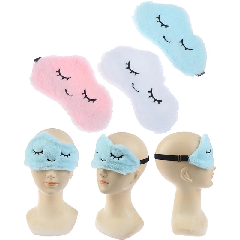 Cute Eye Mask Plush Eye Cover Sleeping Mask Kids Sleeping Mask Eyepatch Cartoon Travel Rest Eye Band Blindfold Sleep Aid Eyemask