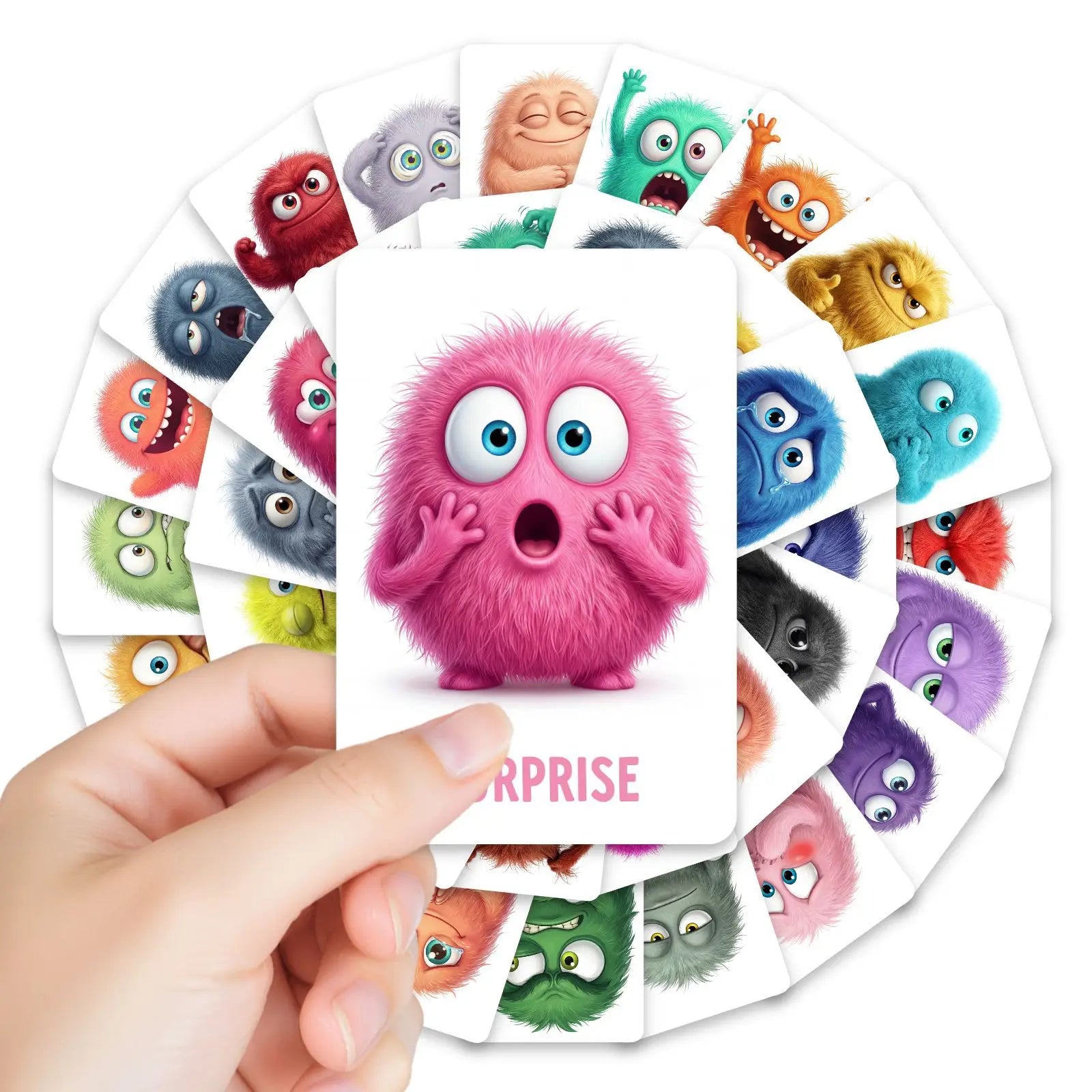 36Pcs Monster Emotion Cards Social Emotional Learning Flashcards Plush Monster Feelings Cards for Toddlers Preschool Education