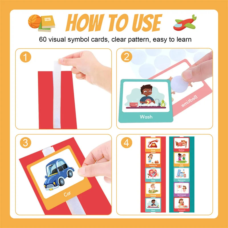 Children's Visual Time Chart Non Verbal Communication Visual Assistance Schedule Planning Daily Card Early Educational Toys