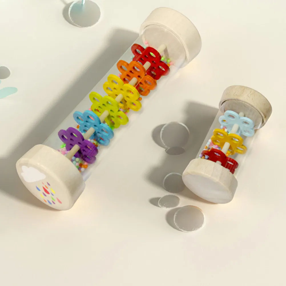 2Pcs Rain Sound Tubes Natural Wooden Early Musical Instrument Rain Sound Simulator Shaker Noise Tube for Kids