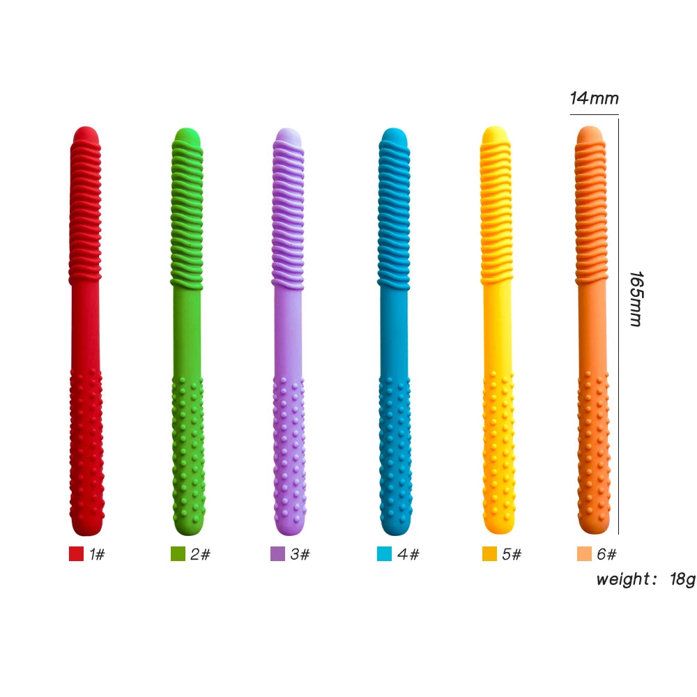 1/6pcs Kid Chewing Tube Speech Therapy Teeth Massager Hollow Molar Straw Baby Teether Handle Oral Muscle Training Teething Toy