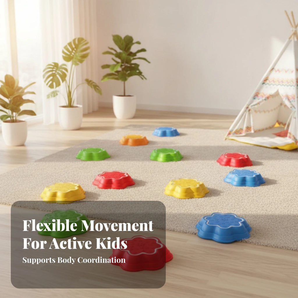 Snowflake Stepping Stone Toy Indoor Sound and Light Stepping Toy Balance Game Non-Slip Play Equipment Easy to Store for Children