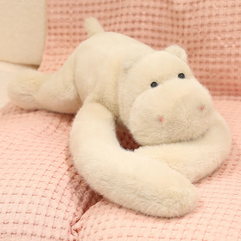 60cm Long Arm Weighted Lion Pink Pig Hippopotamus Plush Doll Simulation Mink Fur Soft Animal Doll Warm Soft Companion Doll Gift