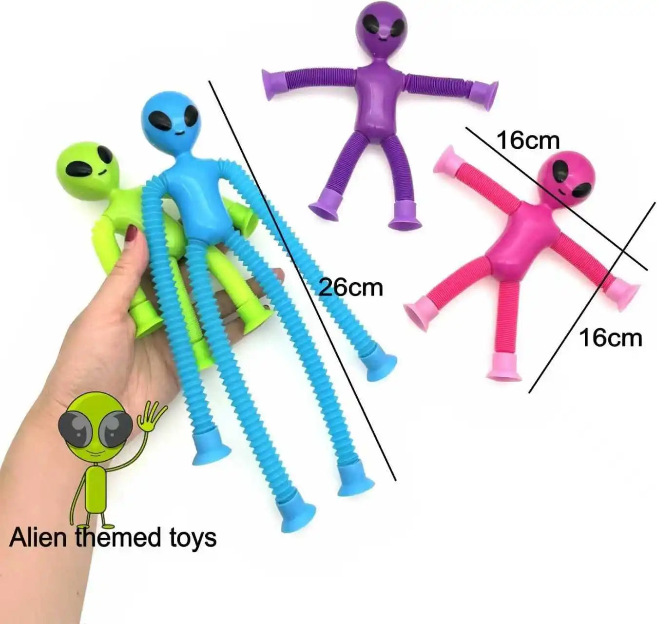 Alien Sensory Travel Toys 4Pcs Suction Airplane Autism Pop Tube Fidget Toys Autistic Easter Basket Stocking Stuffer Party Gifts