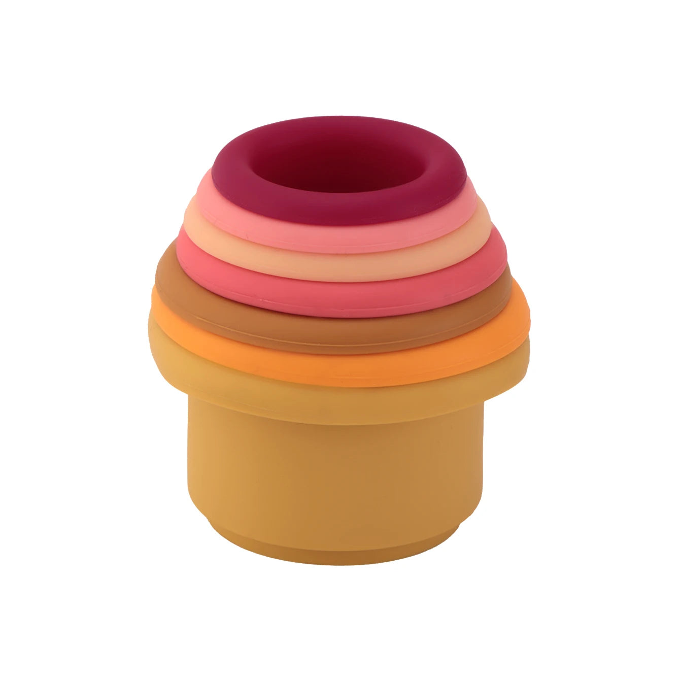 Color Kids 1Set Silicone Hourglass Stacking Cup Montessori Teether Chew Toy Baby Sensory Bath Toy 0-36 M BPA Free Educational