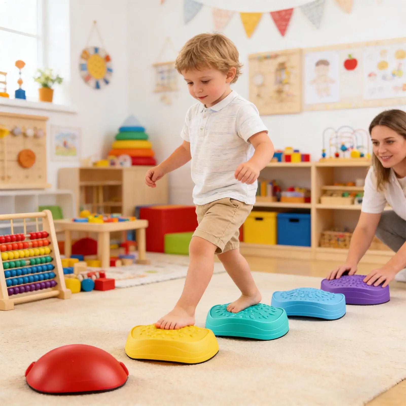 5Pcs/set Balance Stepping Stones Toys Kids Trampling Stone Montessori Toys Tactile Sensing Sports Toys Kids Indoor Outdoor Play