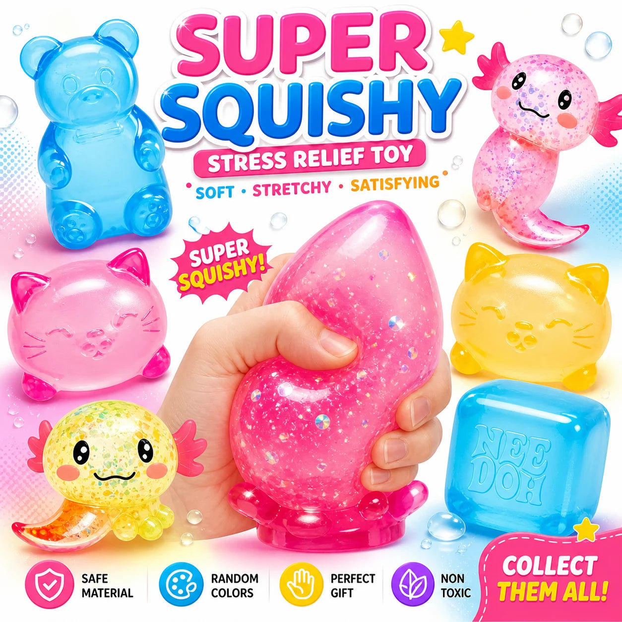 Squeeze Toys Hand Play Toy For Kids Anxiety Relief Birthday Party Favors Classroom Prize Office Desk Decor Sensory Silent Gift