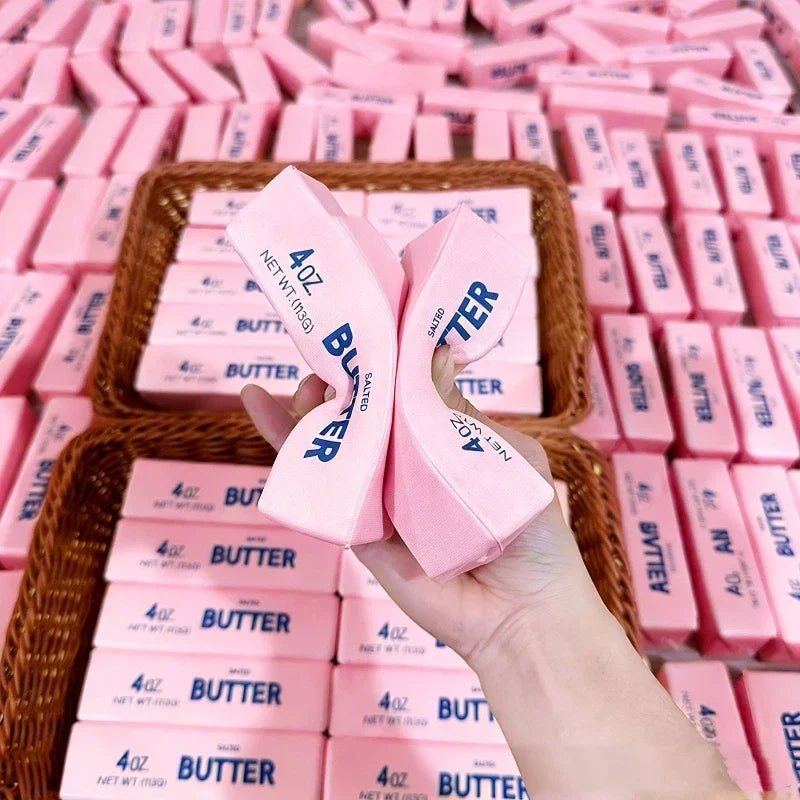 4X Pink Simulated Butter Stick Squishy Toy, Slow Rising Soft Pinch Fidget Toy, Stress Relief Sensory Gift for Kids & Adults