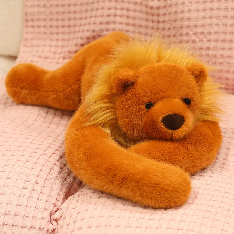 60cm Long Arm Weighted Lion Pink Pig Hippopotamus Plush Doll Simulation Mink Fur Soft Animal Doll Warm Soft Companion Doll Gift