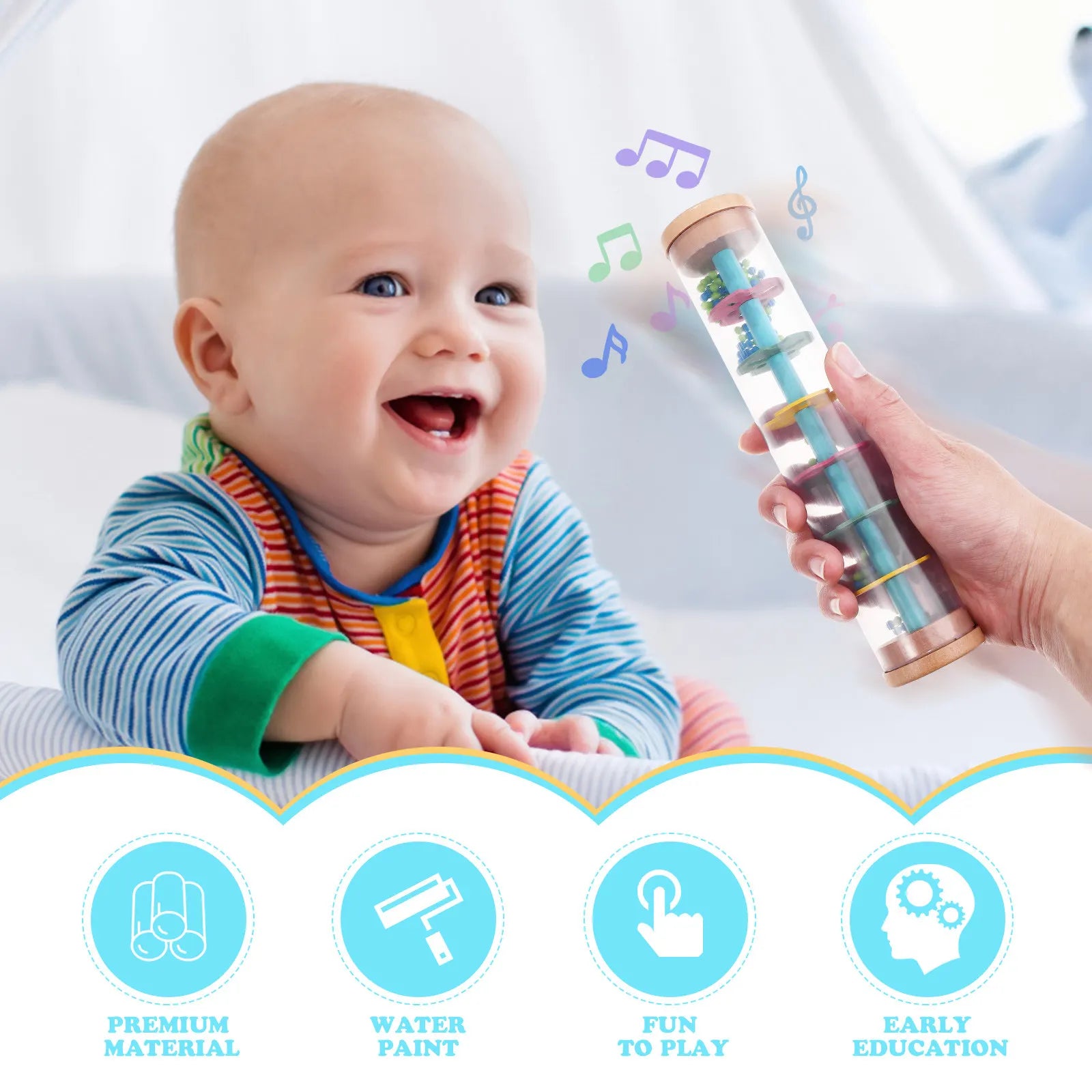 1Pcs Rain Stick Educational Rain Maker Sound Tube for Musical Instrument Soothing Cognitive Development Music