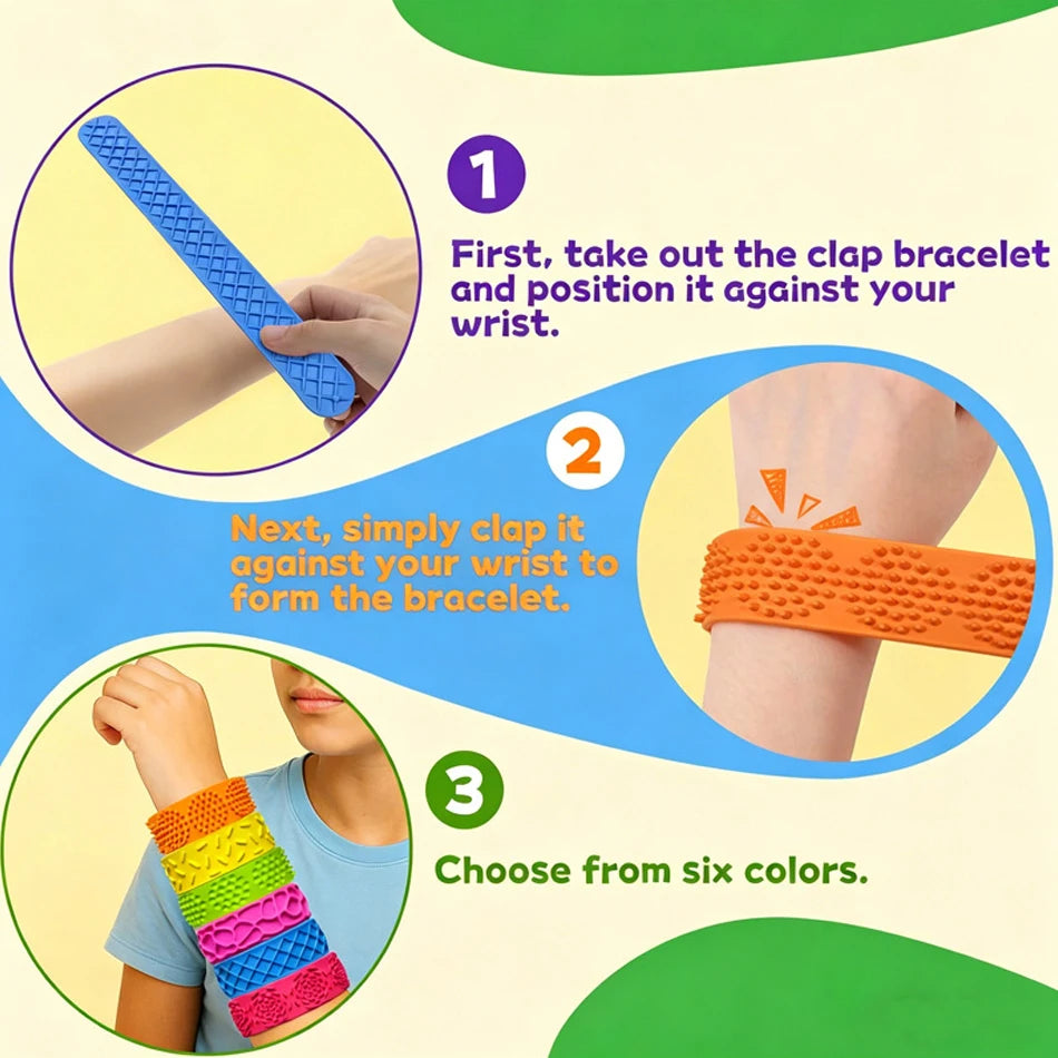 Silicone Slap Bracelets Textured Sensory Wristband Toys For Anxiety Relief Autism ADHD Calming Sensory Fidget Toys Special Needs