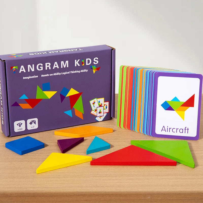 3D Wooden Pattern Animal Jigsaw Puzzle Colorful Tangram Toy Kids Montessori Early Education Sorting Games Toys Children Gift