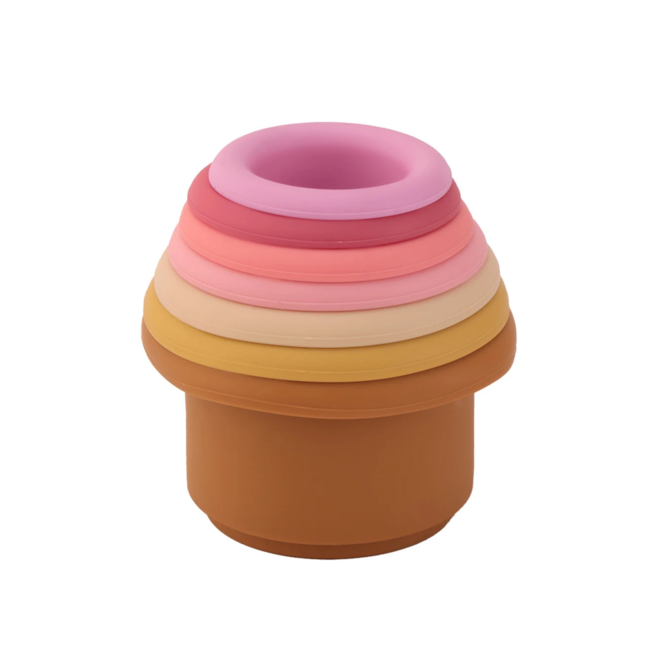 Color Kids 1Set Silicone Hourglass Stacking Cup Montessori Teether Chew Toy Baby Sensory Bath Toy 0-36 M BPA Free Educational