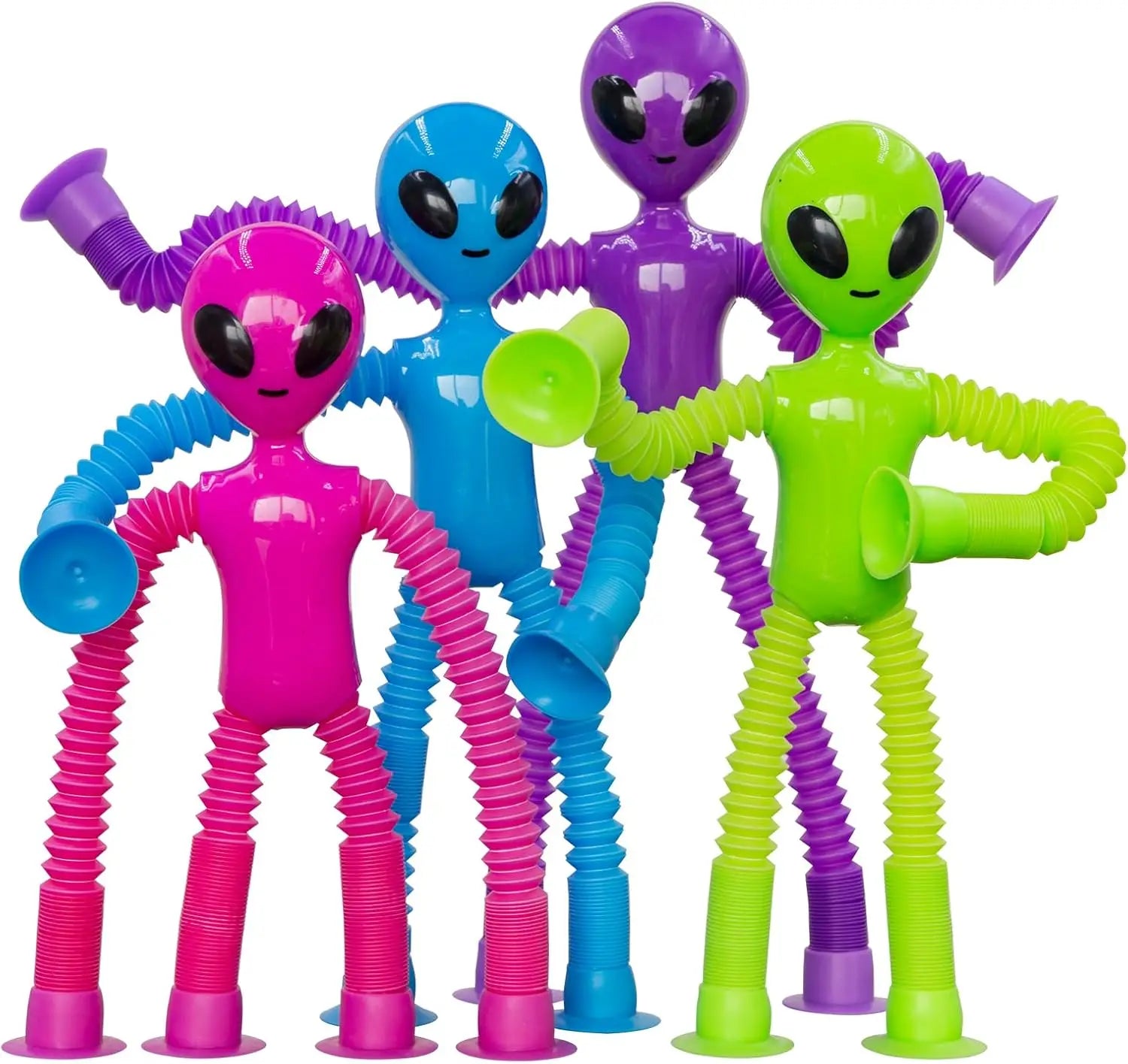 Alien Sensory Travel Toys 4Pcs Suction Airplane Autism Pop Tube Fidget Toys Autistic Easter Basket Stocking Stuffer Party Gifts