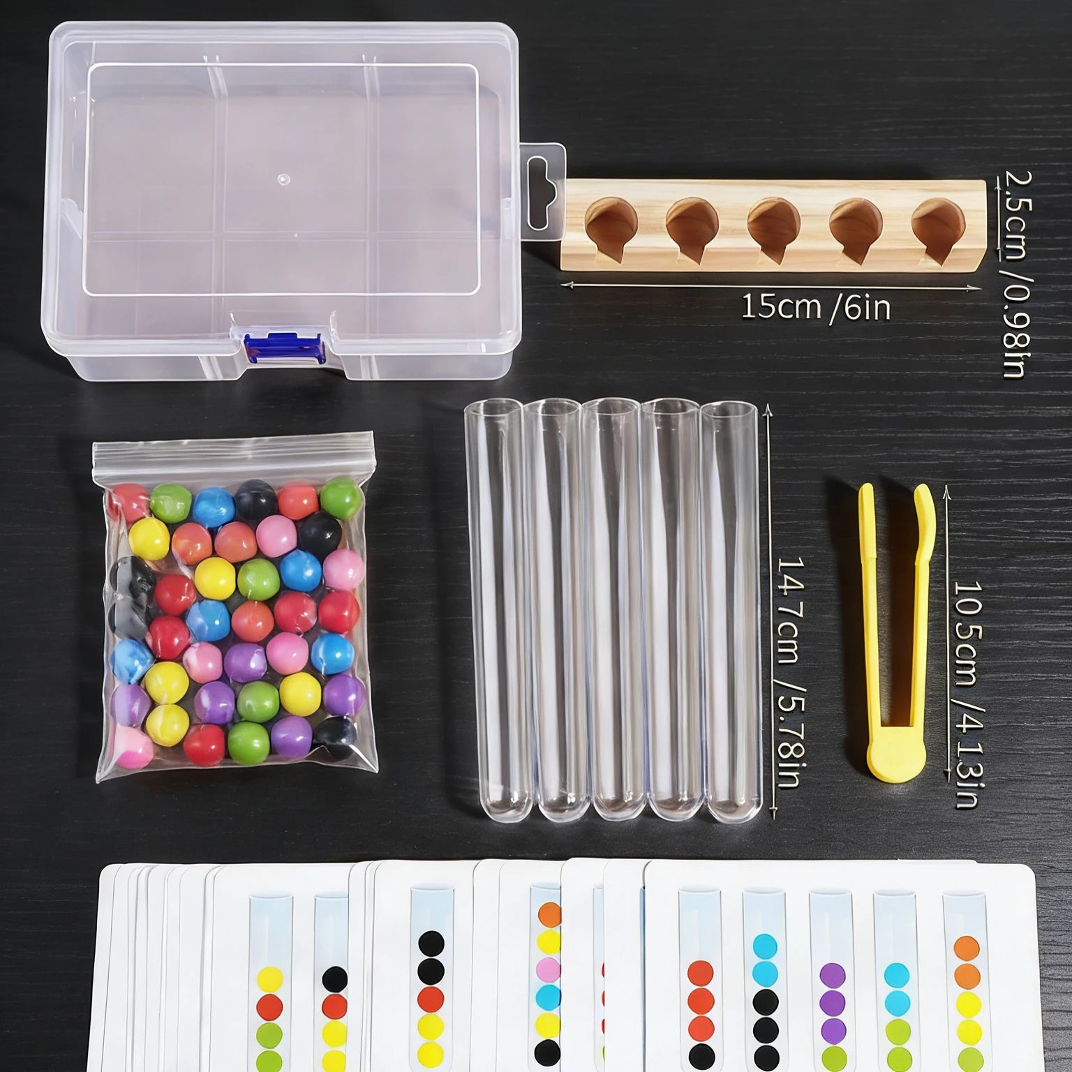 Children's Wooden Educational Toy Colorful Bead Sorting  Tongs and Tweezers Develops fine motor skills and concentration Ages 3+