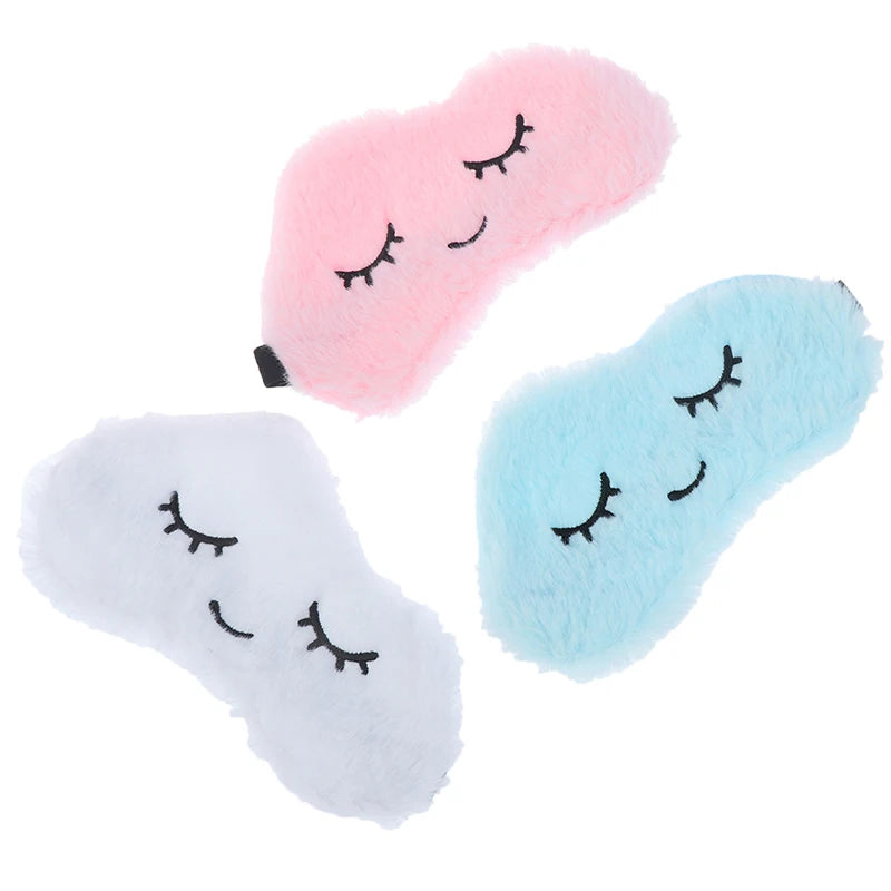 Cute Eye Mask Plush Eye Cover Sleeping Mask Kids Sleeping Mask Eyepatch Cartoon Travel Rest Eye Band Blindfold Sleep Aid Eyemask