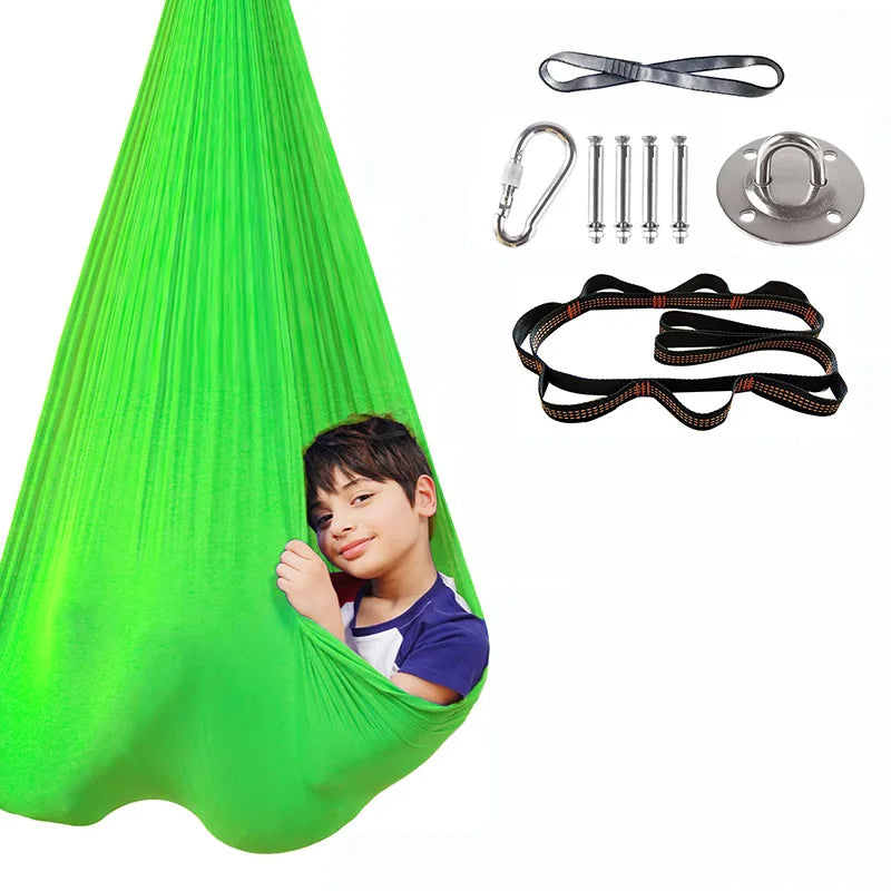 High Elasticity Children's Hammock Children's Sensory Therapy Swing Indoor and Outdoor Swing Hanging Chair Aerial Yoga Hammock