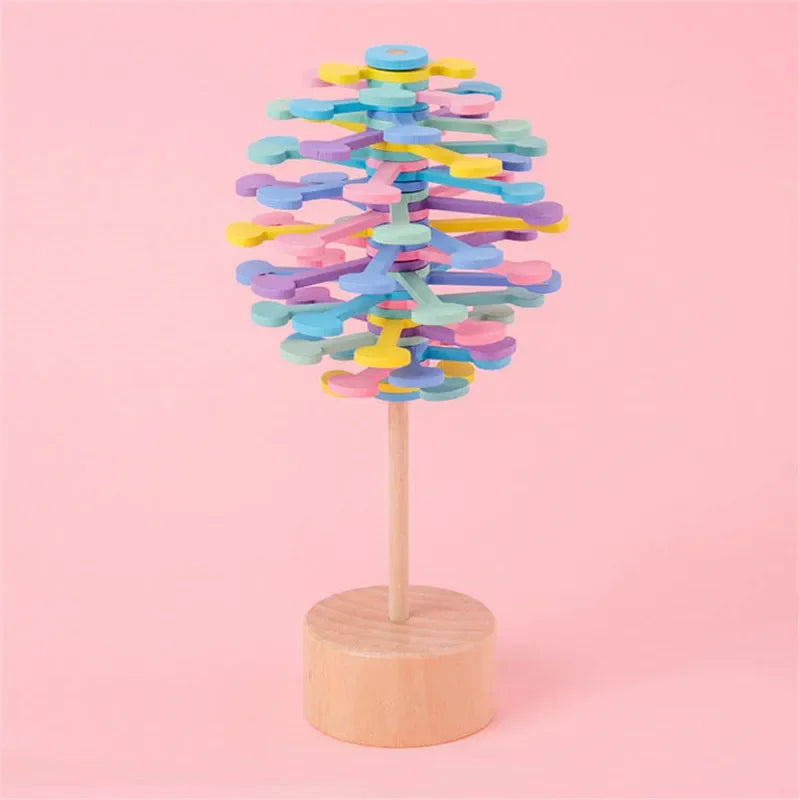 Wooden Spiral Lollipop Toys Rotating Magic Wand Spin Magic Wand Stress Relief Fidgets Toy For Adults Kids Antistress Gift