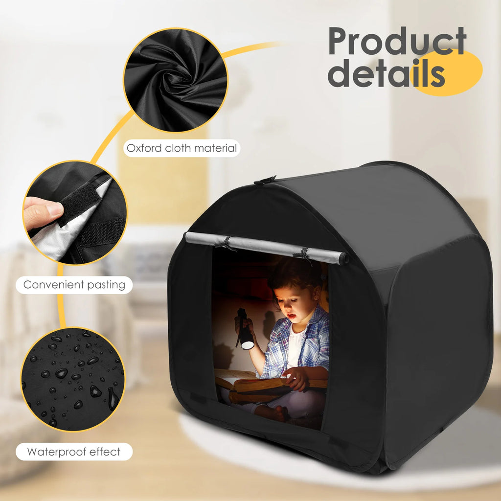 Sensory Tent Foldable Pop Up Tent Portable Oxford Fabric Black Out Kids Indoor Tent for Autistic Children Helps Improve Focus