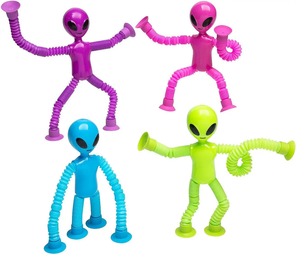 Alien Sensory Travel Toys 4Pcs Suction Airplane Autism Pop Tube Fidget Toys Autistic Easter Basket Stocking Stuffer Party Gifts