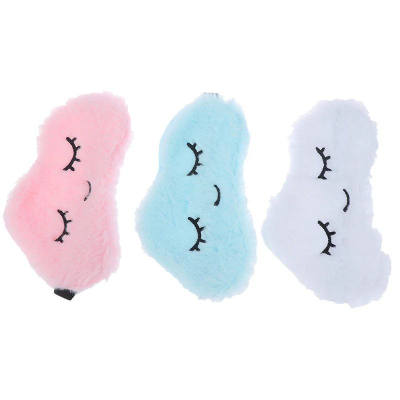 Cute Eye Mask Plush Eye Cover Sleeping Mask Kids Sleeping Mask Eyepatch Cartoon Travel Rest Eye Band Blindfold Sleep Aid Eyemask