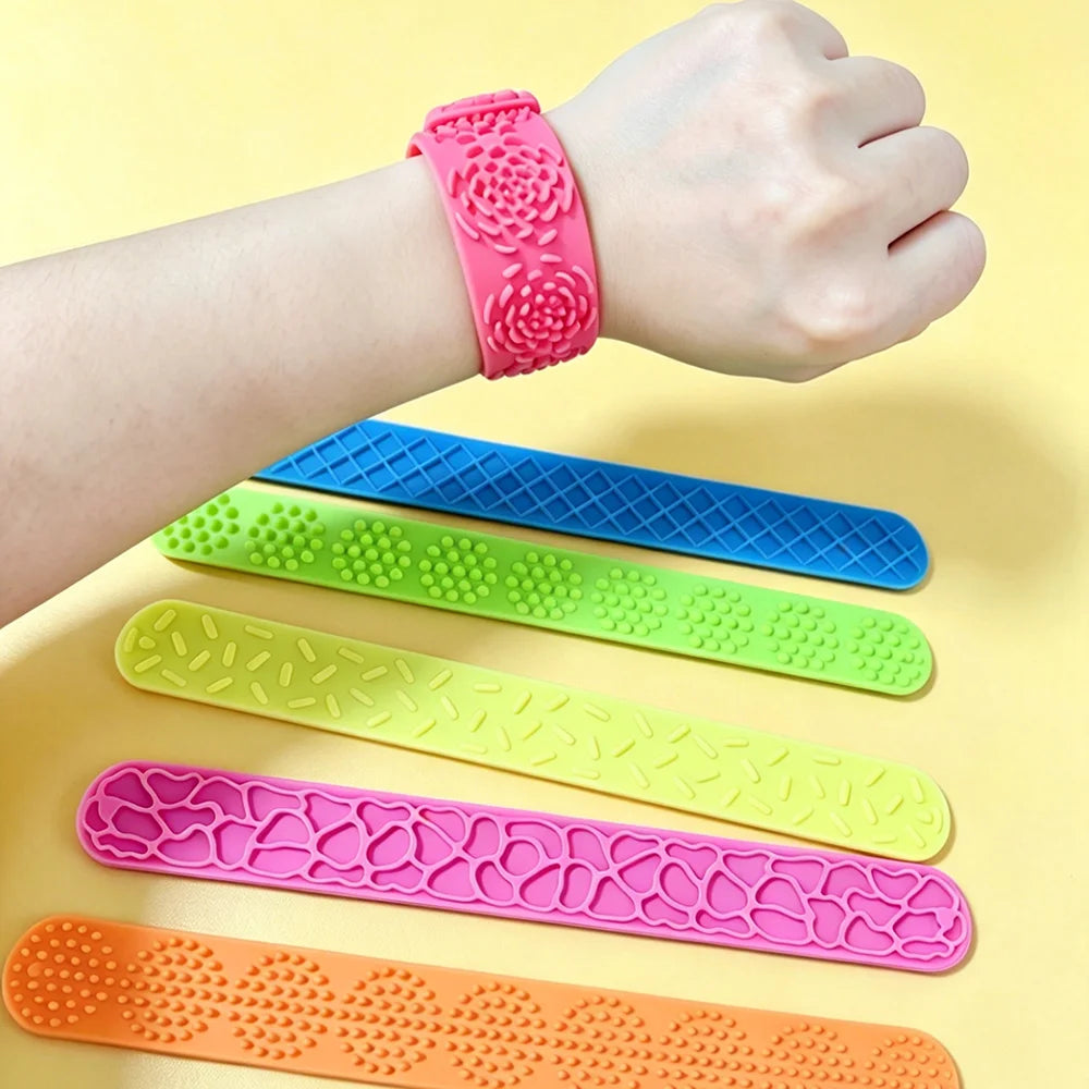 Silicone Slap Bracelets Textured Sensory Wristband Toys For Anxiety Relief Autism ADHD Calming Sensory Fidget Toys Special Needs