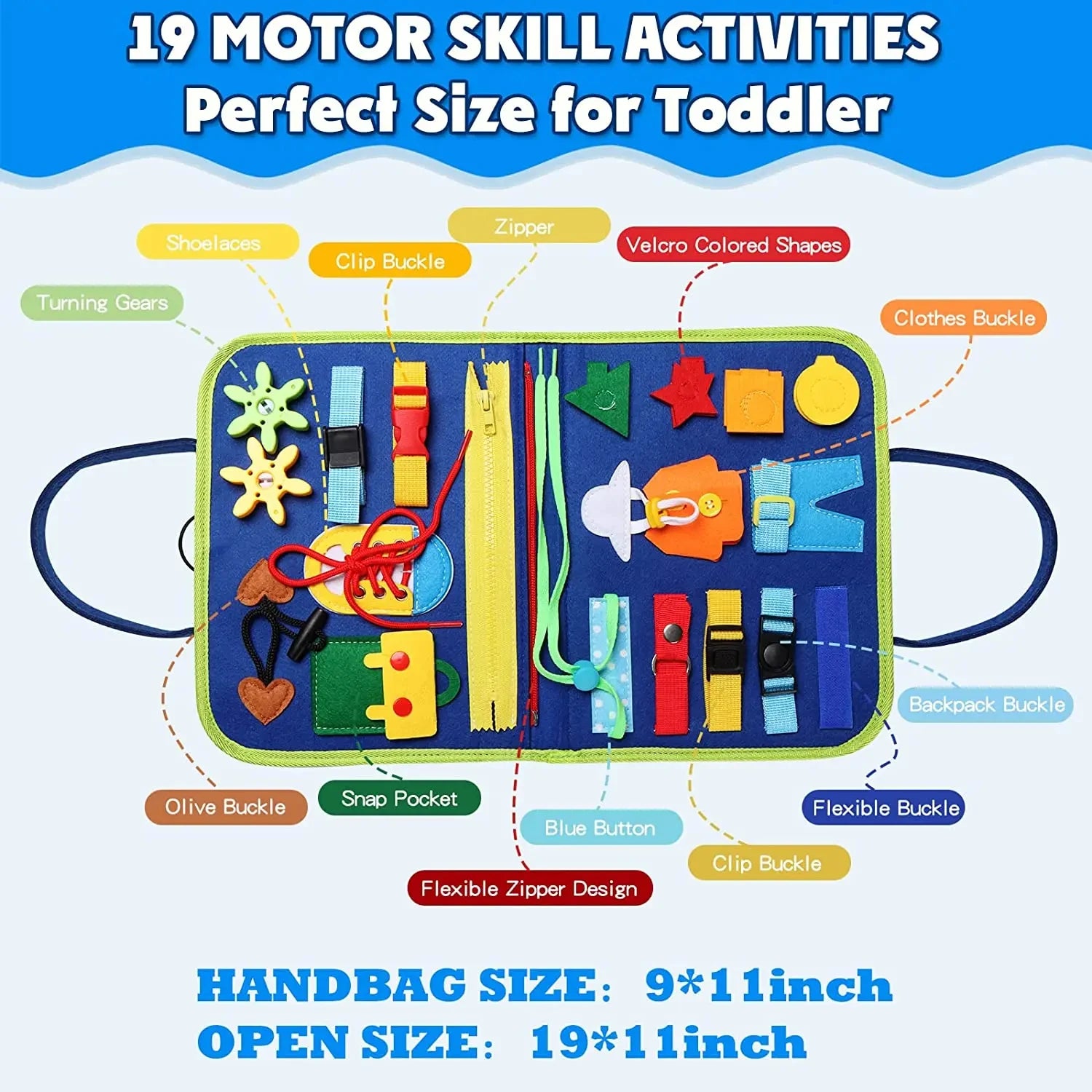 Montessori Toys Busy Board Sensory Activity Developing Board for Motor Skills Learning Board for Toddlers