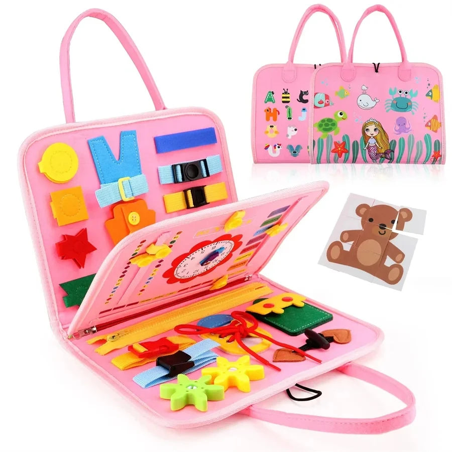 Montessori Toys Busy Board Sensory Activity Developing Board for Motor Skills Learning Board for Toddlers