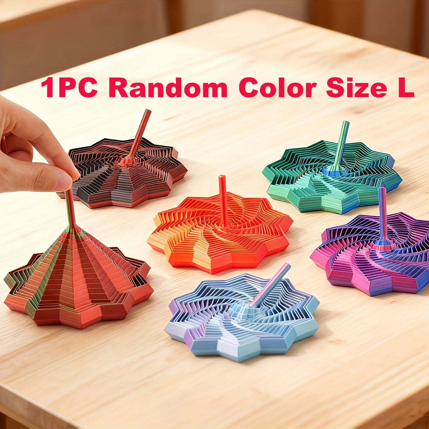1Pc Random Color 3D-Printed Star Fidget Spinner - 2-Size Gradient Rotating Polygons, Expandable Sensory Desktop Decor & Stress