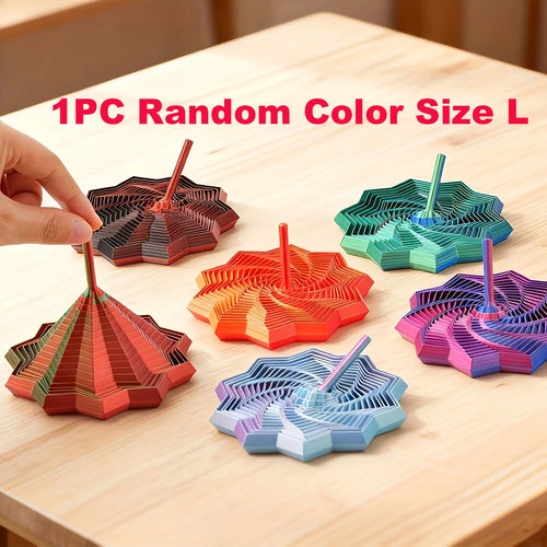 1Pc Random Color 3D-Printed Star Fidget Spinner - 2-Size Gradient Rotating Polygons, Expandable Sensory Desktop Decor & Stress