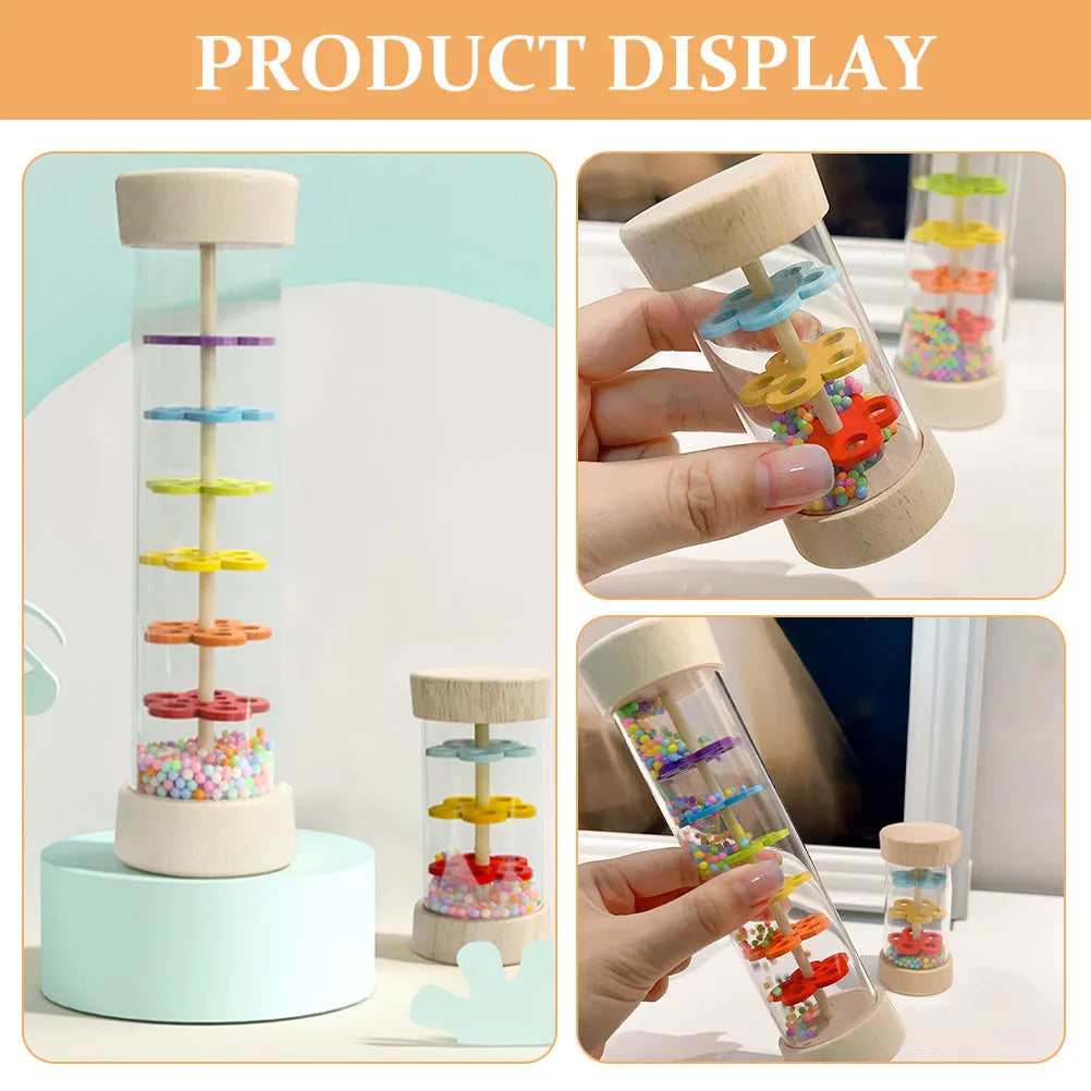 2Pcs Rain Sound Tubes Natural Wooden Early Musical Instrument Rain Sound Simulator Shaker Noise Tube for Kids