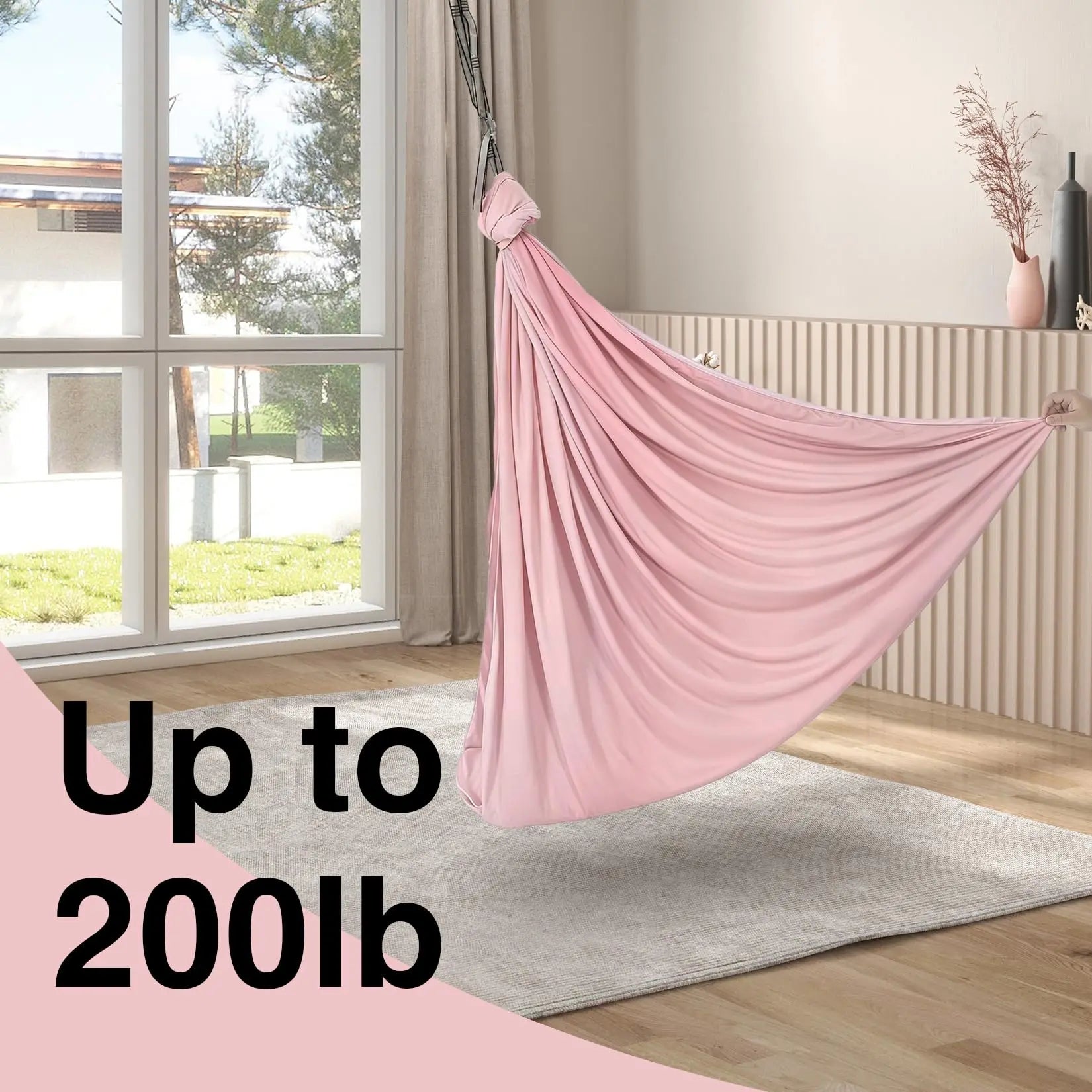 Calming Dual Layer Sensory Hammock Swing For Kids And Adults Therapy Relief For Autism And ADHD Indoor Outdoor Use 360 Degree Swivel 300 Lbs Support Light Pink