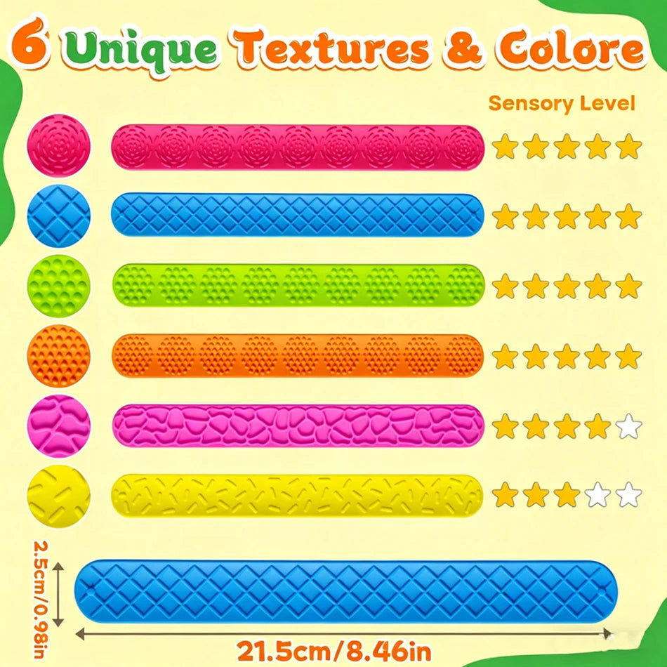 Silicone Slap Bracelets Textured Sensory Wristband Toys For Anxiety Relief Autism ADHD Calming Sensory Fidget Toys Special Needs