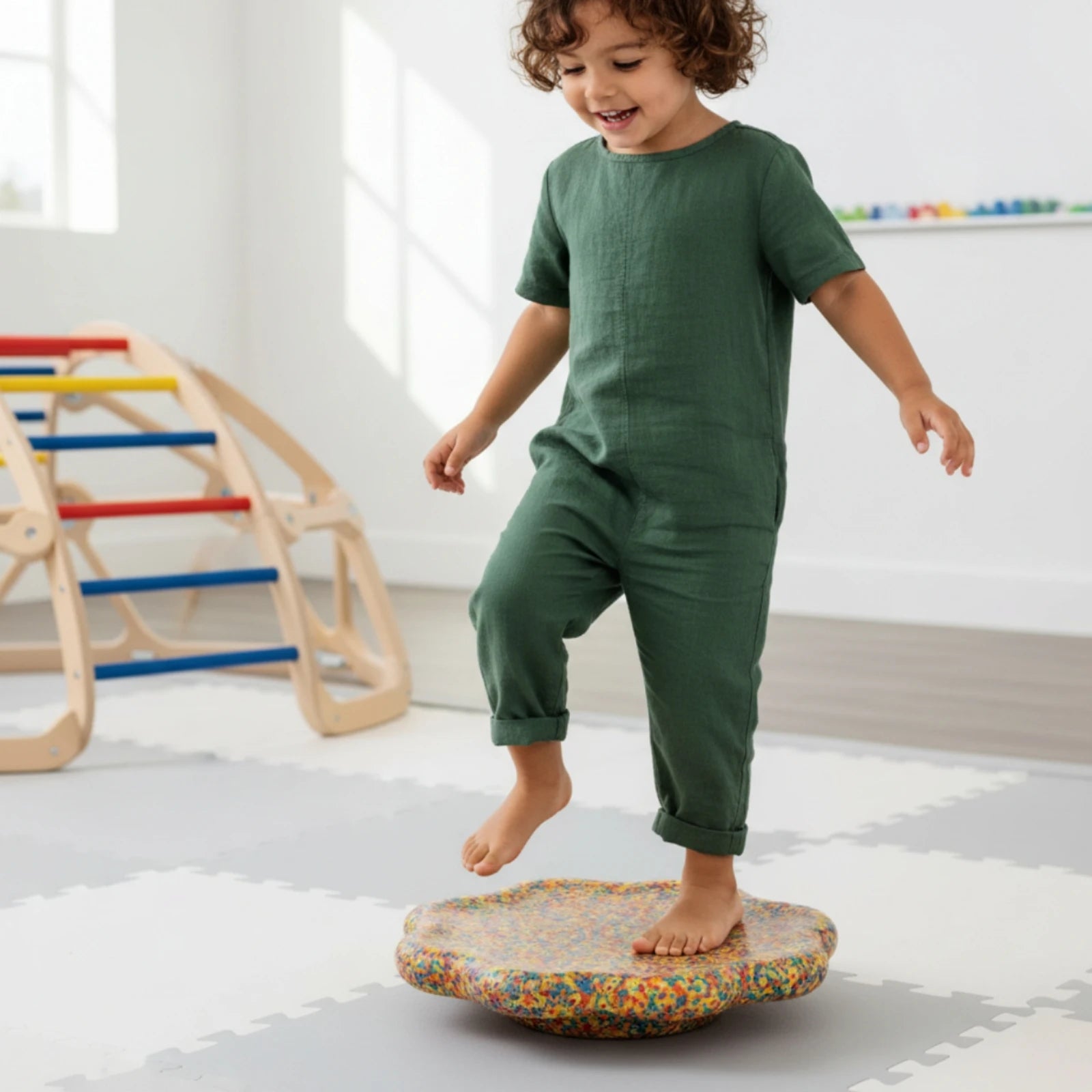 Stepping Stone with Anti-Slip Stickers Flower-Shaped Balance Stepping Stone Sensory Play Toy Textured Lightweight for Children