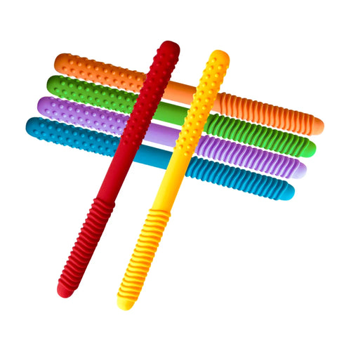 1/6pcs Kid Chewing Tube Speech Therapy Teeth Massager Hollow Molar Straw Baby Teether Handle Oral Muscle Training Teething Toy