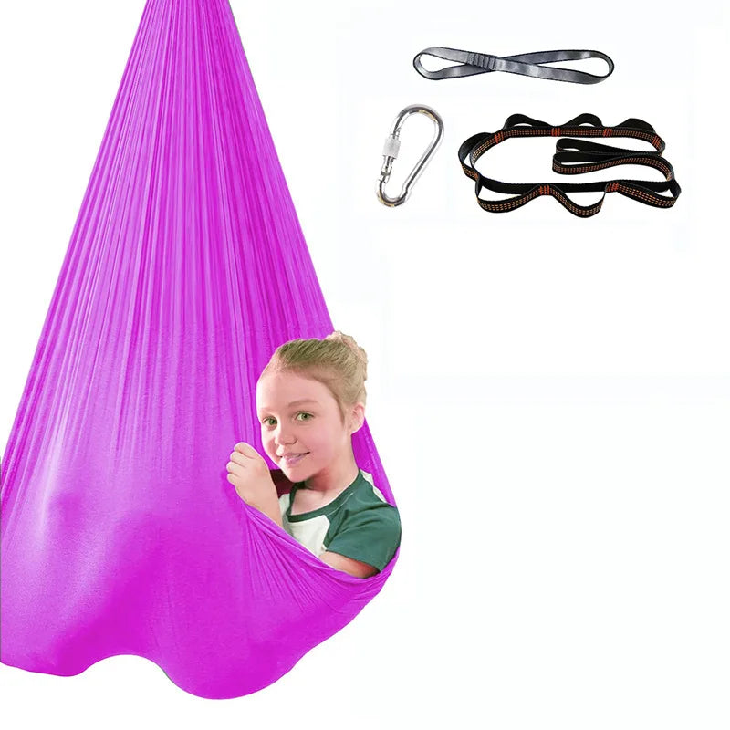 High Elasticity Children's Hammock Children's Sensory Therapy Swing Indoor and Outdoor Swing Hanging Chair Aerial Yoga Hammock