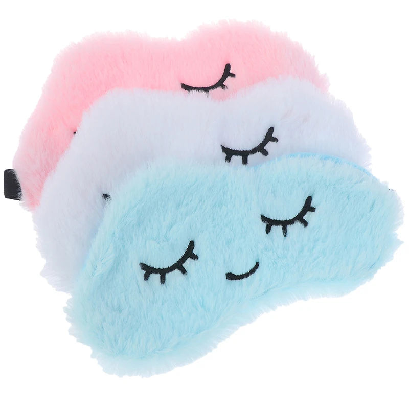 Cute Eye Mask Plush Eye Cover Sleeping Mask Kids Sleeping Mask Eyepatch Cartoon Travel Rest Eye Band Blindfold Sleep Aid Eyemask